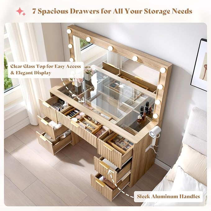 AMERLIFE 47.2" Fluted Vanity Desk - Image 9