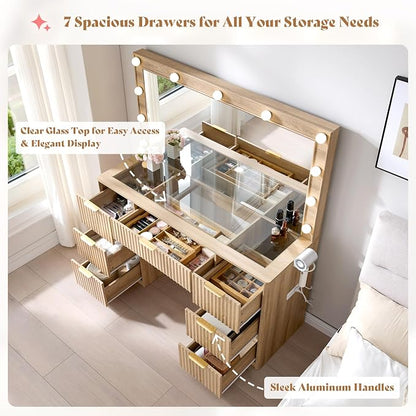 AMERLIFE 47.2" Fluted Vanity Desk - Image 9