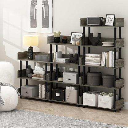 Furinno TURN-N-TUBE 4-Tier Display Shelf, Storage Shelves, Book Shelf, Open - Image 2