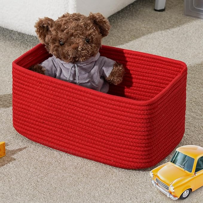 3-Pack Small Storage Baskets for Organizing | Woven Shelf Toy Basket | Rope - Image 2