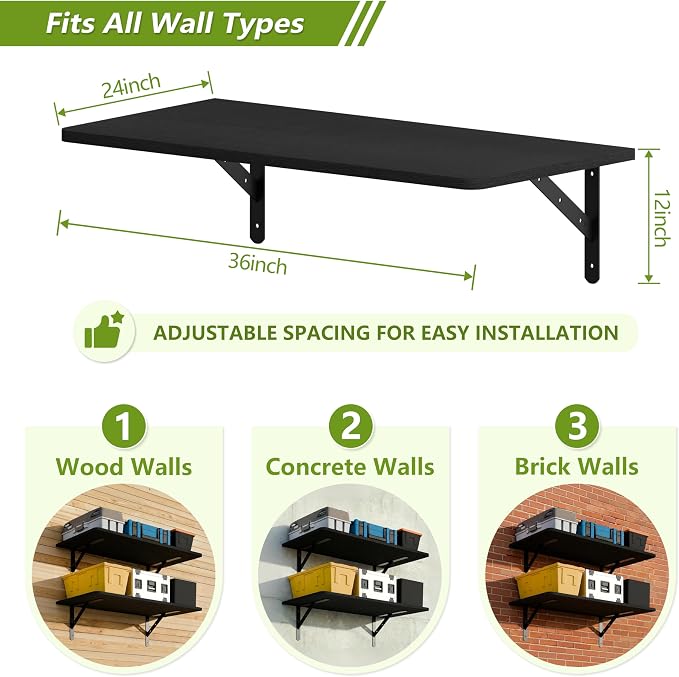 Dogsky 2-Pack Garage Storage Shelving Wall Mounted, 3x2Ft Heavy Duty Wood - Image 3