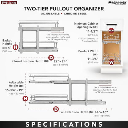 Rev-A-Shelf 2-Tier Kitchen Cabinet Pullout Shelf and Drawer Organizer Slide Out - Image 6