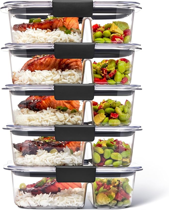 Rubbermaid Brilliance Meal Prep Containers, 2-Compartment Food Storage by Rubbermaid