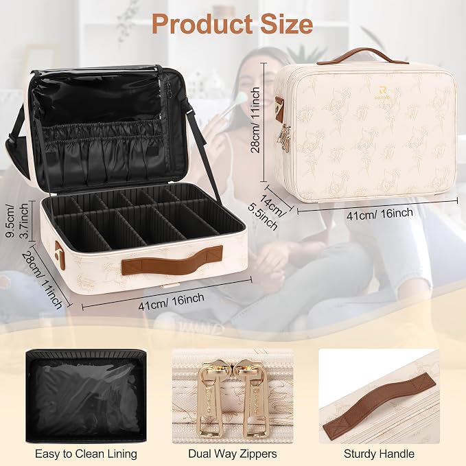 Relavel Large Makeup Case, Professional Makeup Artists Bag - Image 6