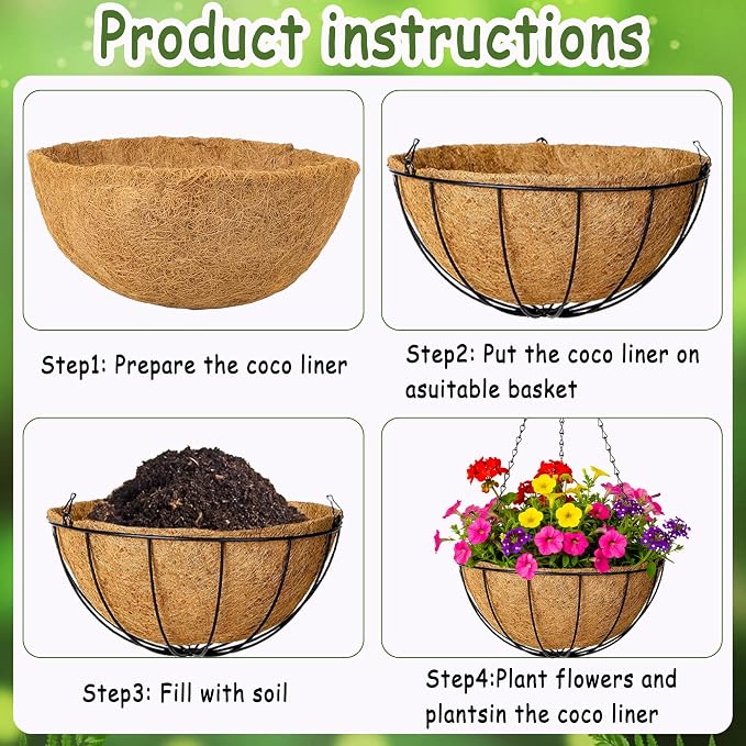 4pcs 16 inch Metal Hanging Baskets Round Wire Plant Stand - Image 5