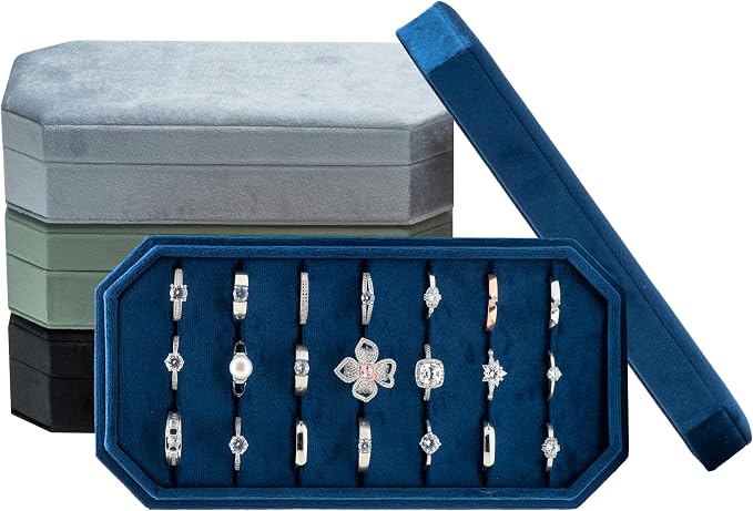 Velvet Ring Organizer Display Tray Jewelry Box Earring Holder Case - Image 7
