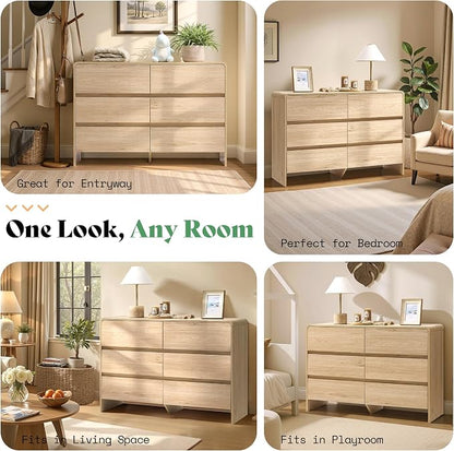 AMERLIFE 6 Drawer Dresser for Bedroom, Anti-Tip Kit, Wood Cabinet Organizer for - Image 8