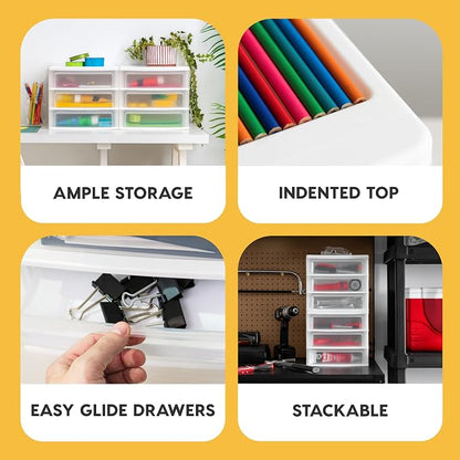 IRIS USA Medium 3-Drawer Stacking Desktop Organizer, 1 Pack, Plastic Drawer - Image 4