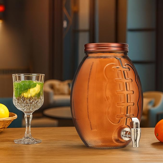 Football Shaped Drink dispenser, Glass Beverage Dispenser - Image 3