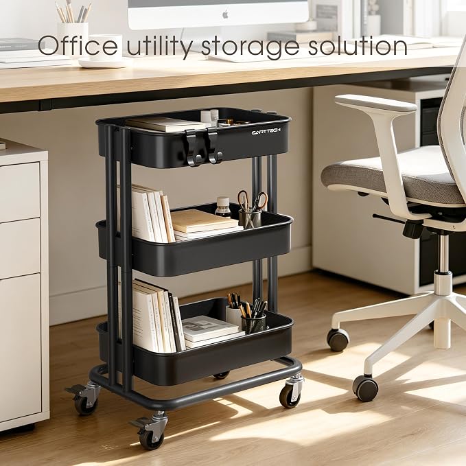 3 Tier Rolling Cart Metal Utility Cart - Image 6