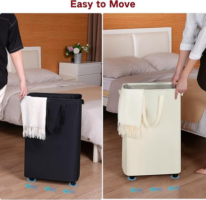 Slim Laundry Hamper with Wheels, Rolling Laundry Basket - Image 4
