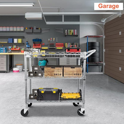 BolDuck Heavy Duty Utility Cart, 990Lbs Capacity 3 Tier Rolling Carts - Image 3