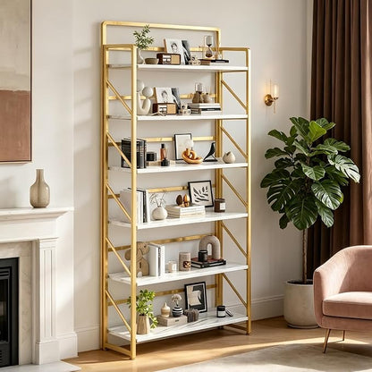 JSB 6 Tier No Assembly Folding Bookshelf, 30.3" Wide Foldable Storage Bookcase - Image 7