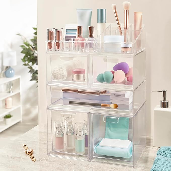 STORi Audrey Clear Vanity Makeup Organizer | 15-Compartment Holder - Image 5