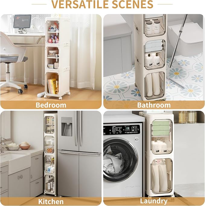 3-Tier Slim Tall Narrow Bathroom Storage Cabinet - Image 5