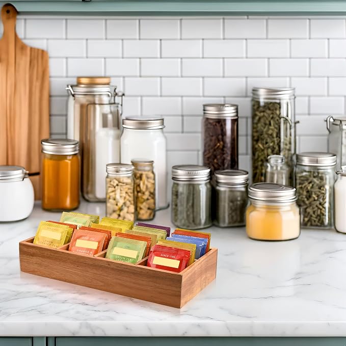 Acacia Wood Tea Bag Organizer - Image 9