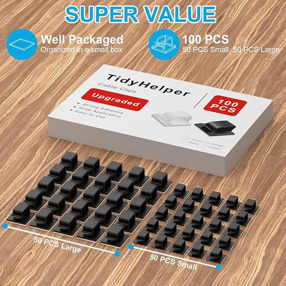 100 PCS Adhesive Cable Clips Black, Upgraded Wire Holder - Image 2