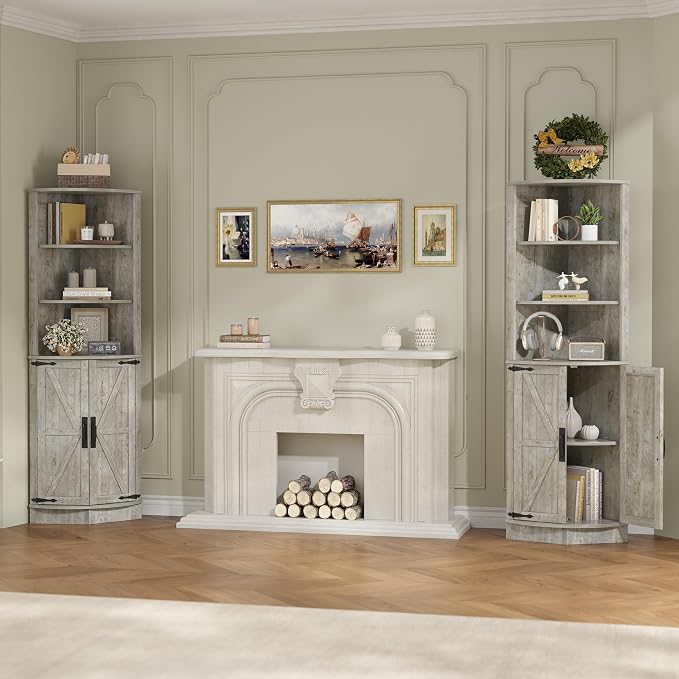 Vabches 64.8" Tall Farmhouse Corner Cabinet, Corner Shelf - Image 7
