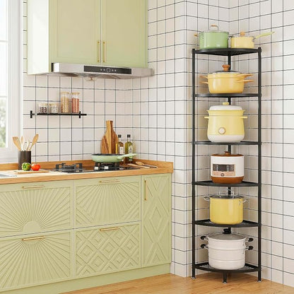 6-Tier Kitchen Corner Shelf Triangular Corner Pot Rack Storage Shelf Multi-tier - Image 3