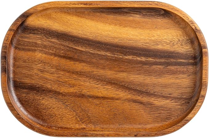 Acacia Oval Wooden Valet Tray for Men Women, Acacia Wood Serving Tray Key Dump by Velinjowy