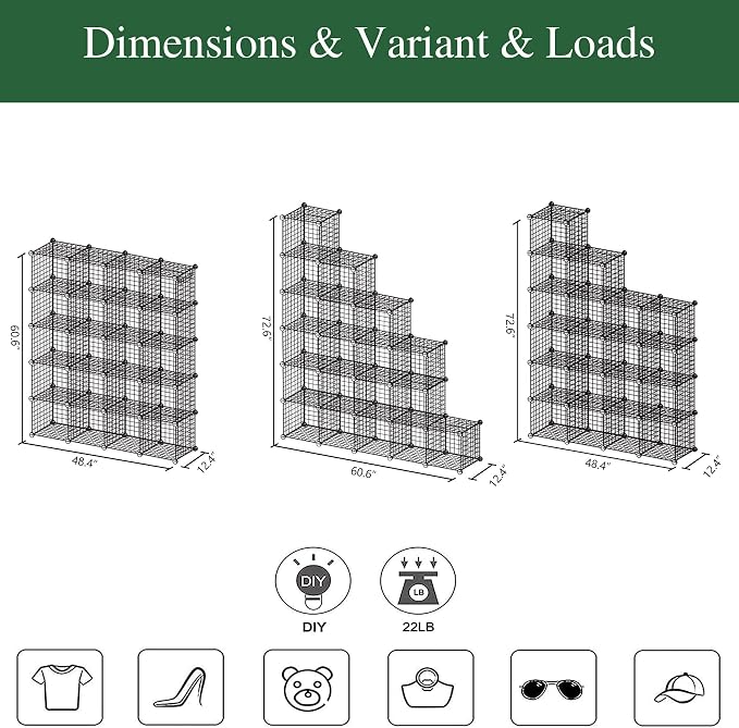C&AHOME Wire Cube Storage, 20-Cube Organizer Metal, Wire C Grids Storage - Image 3