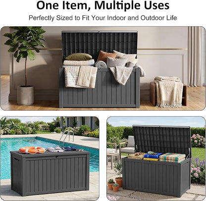 PatioZen 200 Gallon Deck Box, Outdoor Storage Box, Large Deck Box, Waterproof - Image 3