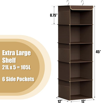 Simple Houseware 5 Shelf Hanging Closet Organizer - Image 3