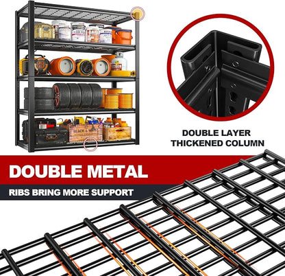 REIBII 48" W Garage Shelving Heavy Duty Load 2500LBS, 5 Tier Storage Shelves - Image 5