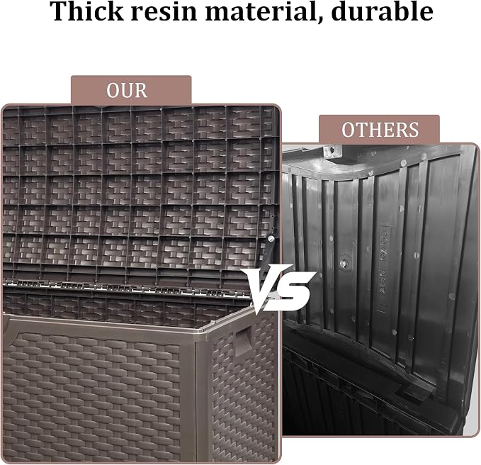80 Plus Gallon Resin Deck Box, Waterproof Outdoor Storage Box - Image 9