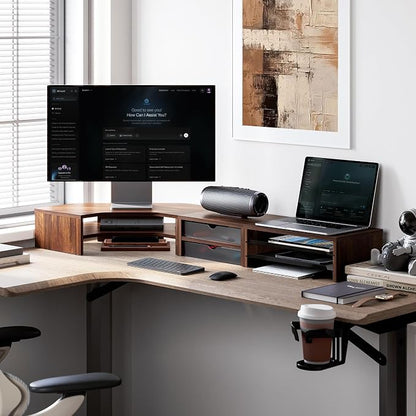 Fenge Dual Monitor Stand, 2-Tier Corner Monitor Riser - Image 2