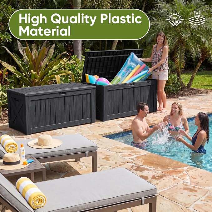 Flamaker Resin Deck Box 120 Gallon Waterproof Large Outdoor Storage Box | - Image 3