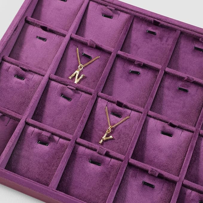 Velvet Necklace Display Tray, Stackable 24 Grid Insert Pendant Necklaces - Image 5