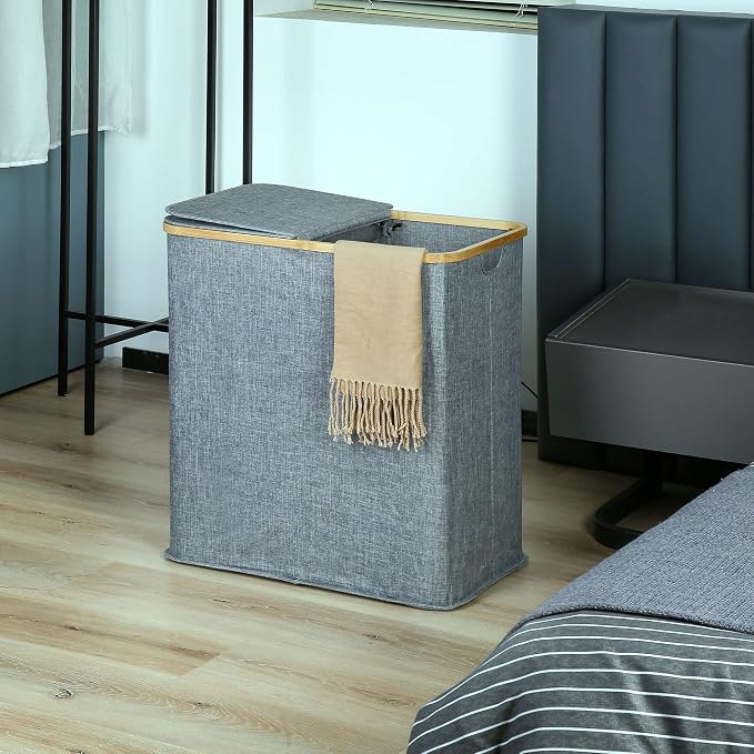 efluky Laundry Hamper with Lid, Double Laundry Hamper with 2 Removable Bags - Image 6