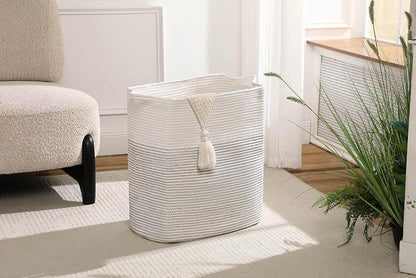 Tall Laundry Basket With Handles, Woven Cotton Rope Big Laundry Hamper Sorters - Image 4