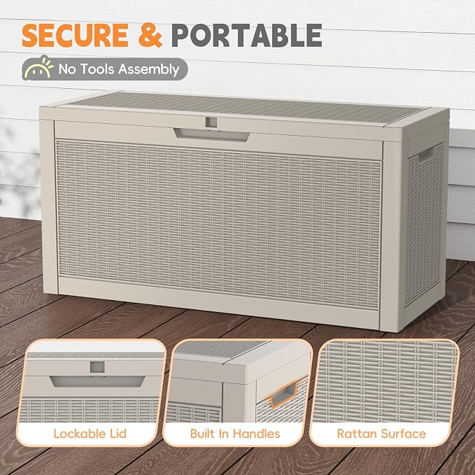 LubanNese Outdoor Storage Box, 66 Gallon Deck Box Waterproof, Outdoor Storage - Image 8