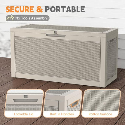 LubanNese Outdoor Storage Box, 66 Gallon Deck Box Waterproof, Outdoor Storage - Image 8