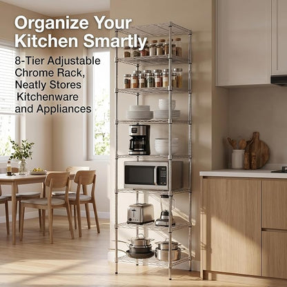 Finnhomy Heavy Duty 8 Tier Wire Shelving, Pantry Shelves - Image 6