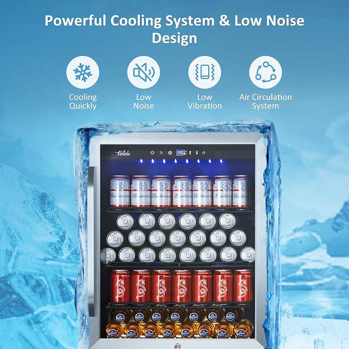 24 Inch Beverage Refrigerator Cooler, 210 Cans Wide Beverage and Beer Fridge - Image 4