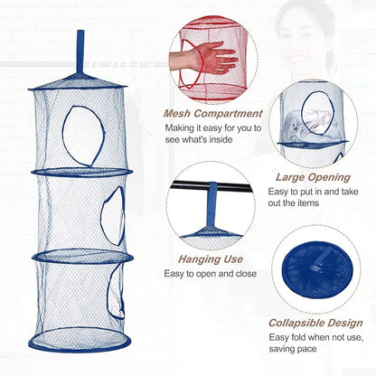 uxcell 2Pcs Mesh Hanging Storage Basket, Dark Blue - Image 3