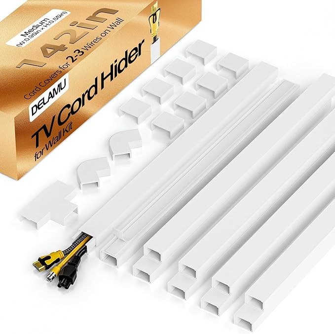 Delamu TV Cord Hider Wall, 142in Cable Hider, Cord Covers by DELAMU