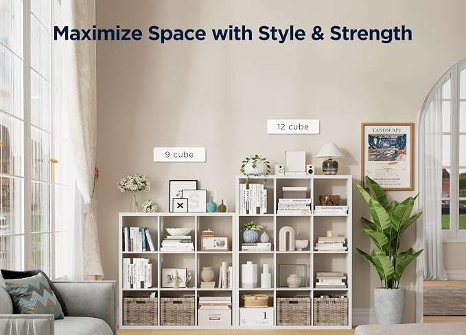 12-Cube Storage Organizer, Wooden Cube Shelf Bookcase - Image 5