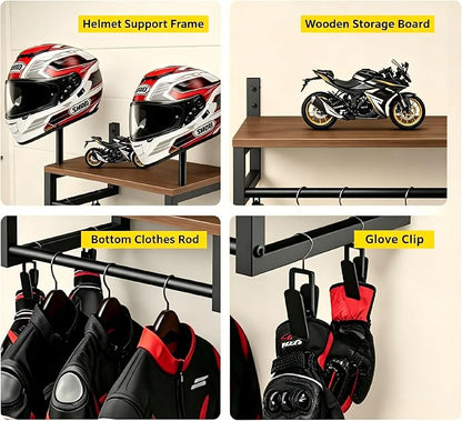 Motorcycle Helmet Holder Wall Mount, Motorcycle Gear Rack - Image 6