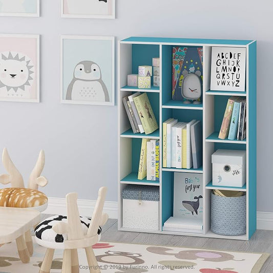 Furinno LUDER Book Shelf, 11-Cube Bookshelf, Reversible Bookcase, 9.4 x 29.1 x by Furinno-FitsYourSpaceFitsYourBudget