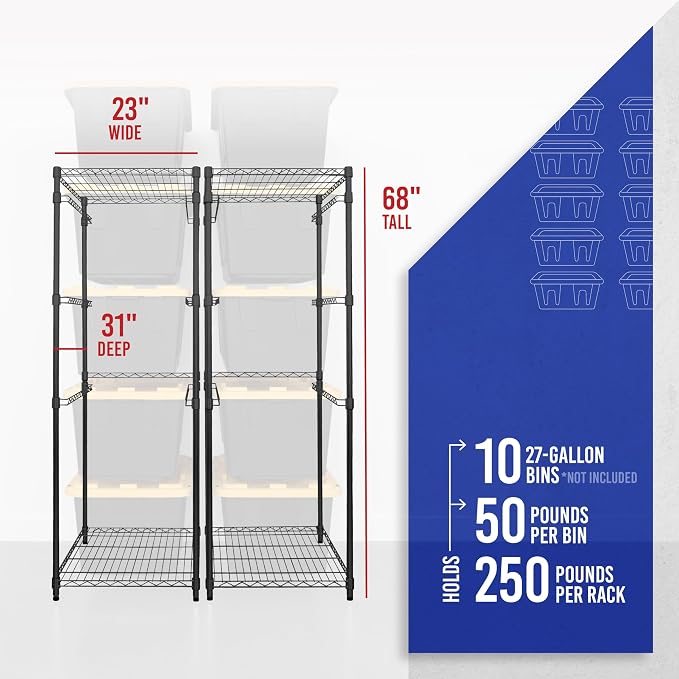 SafeRacks 2 Pack 5-Tier Steel Tote Rack - Image 4