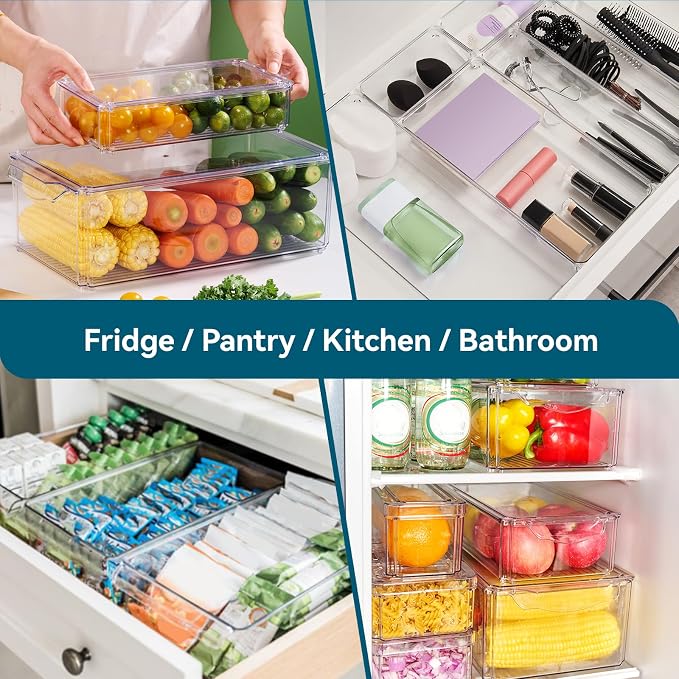 4 Piece Refrigerator Organizer Bins, Stackable - Image 6