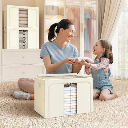 Clothes Storage Bins with Metal Frame, Foldable Clothes Organizers Storage - Image 7