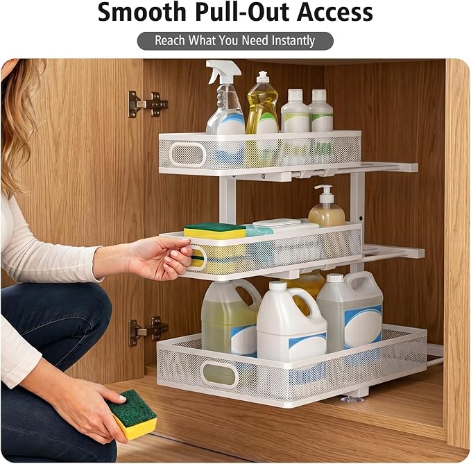 Under Sink Organizer, 3 Tier Pull Out Cabinet Organizer - Image 8