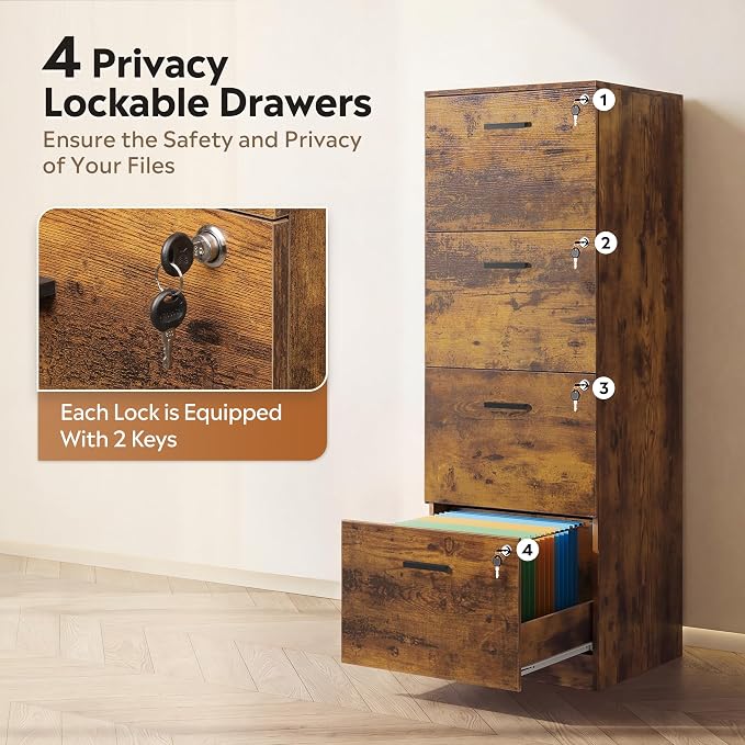 DEVAISE 4 Drawer Wood File Cabinet - Image 6