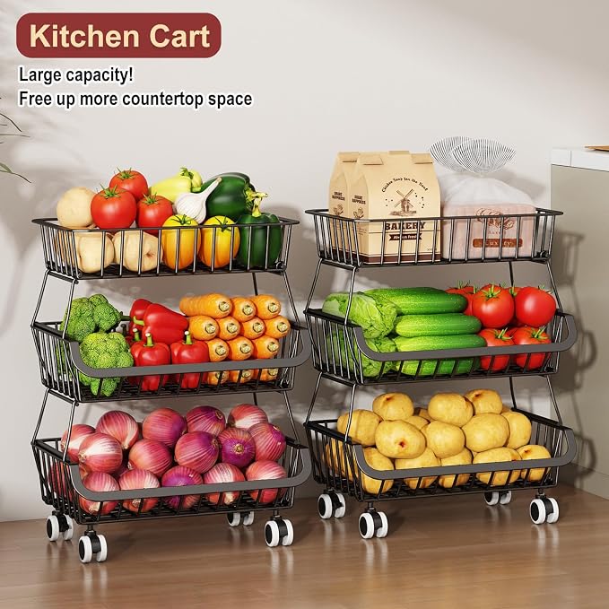 3-Tier Rolling Pantry Cart - Image 7