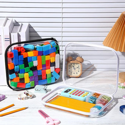 Hoolerry 4 Pcs Hard Clear Zipper Case Makeup Bags Plastic Pencil Pouch - Image 7
